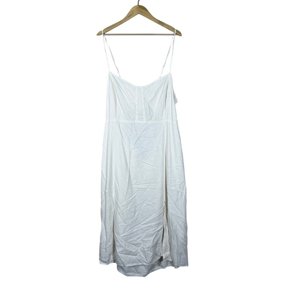 Gap Linen Blend Back Tie Cutout Midi Cami Dress Solid White Summer Size XXL